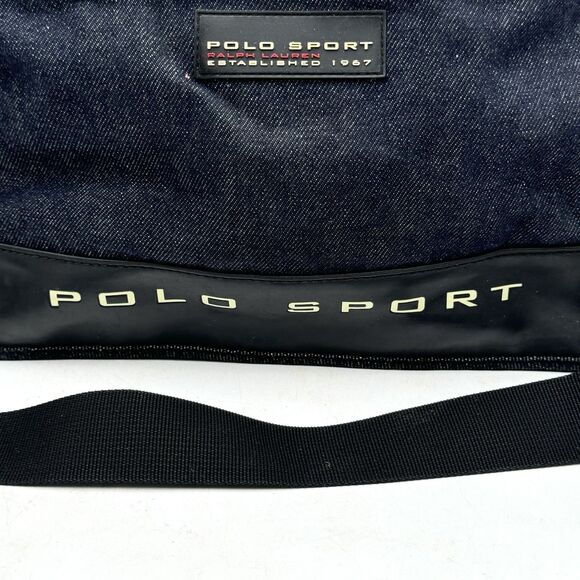 Vintage Polo Sport Ralph Lauren Denim Shoulder Crossbody Bag Adjustable Strap - Picture 3 of 14